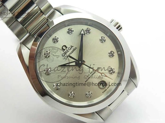 0321 SportInspired Aqua Terra 150M 34mm Ladies SS VSF 1:1 Best Edition Silver Dial Diamonds Markers on SS Bracelet A 7932